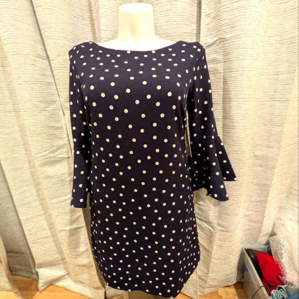 Eliza J Navy Polka Dot Dress - Size 14 NWT